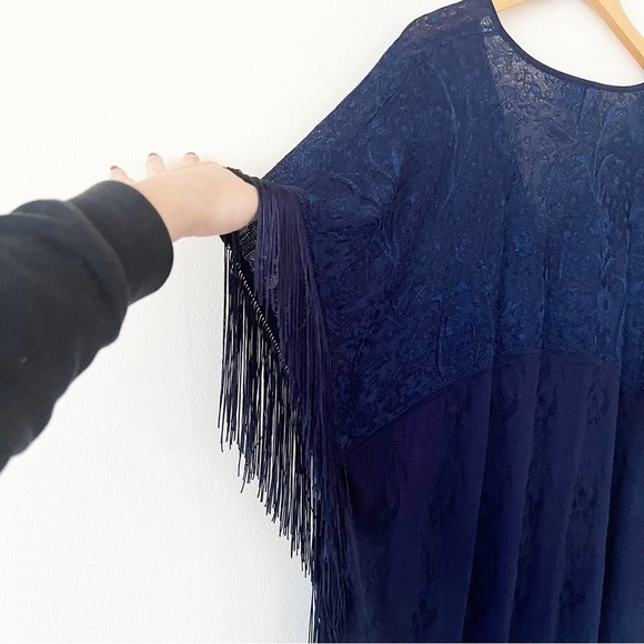 Camilla Navy Fringed Kaftan - Picture 10 of 11